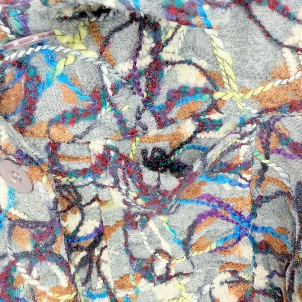 KakTus Gray Colorful All Over Yarn Embellished Button Front Blazer Jacket - Picture 14 of 16